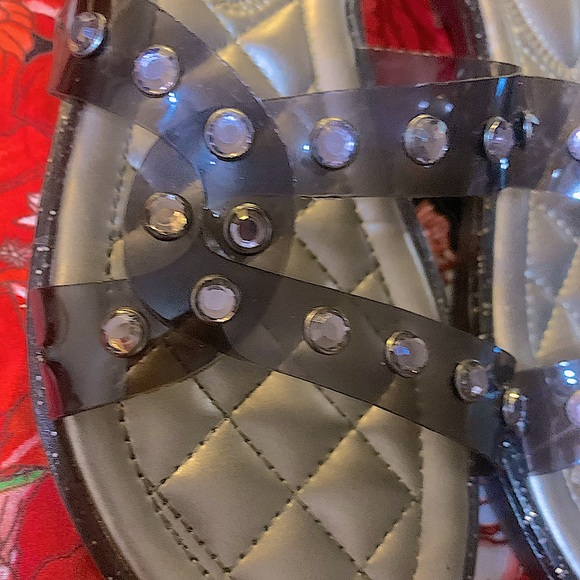 Beautiful rhinestone & Glitter Slide Sandals. Grey & Silver SO sparkly - Picture 2 of 7